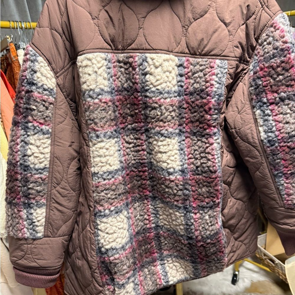 NWOT Free People We the Free Sana Quilted Plaid Fleece Bomber Jacket - Picture 5 of 6